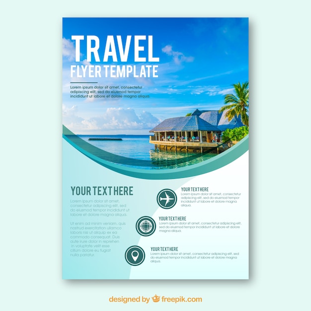 Free vector travel flyer with photo of destinations