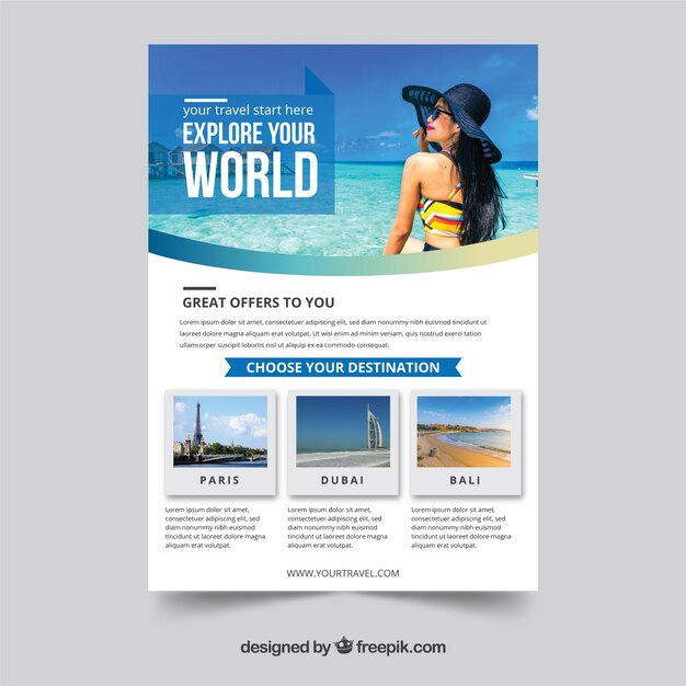 Travel flyer with photo of destinations