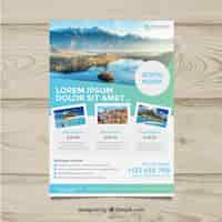 Free vector travel flyer with photo of destinations