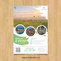 Free vector travel flyer with photo of destinations