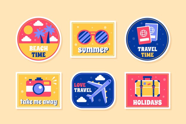 Travel/holidays sticker pack in 70s style