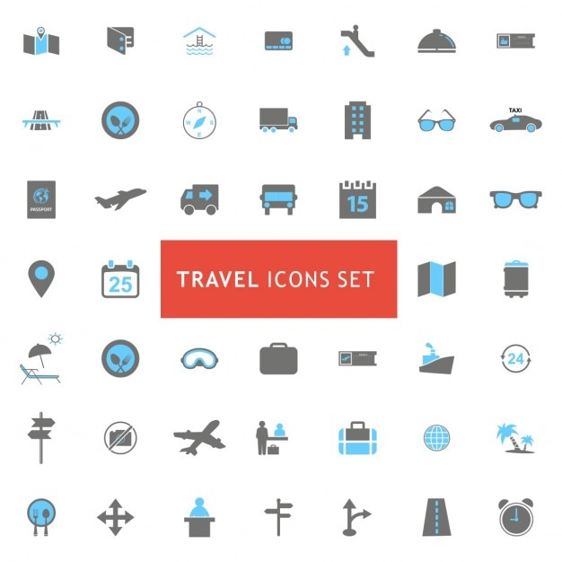 Vettore gratuito travel icon set