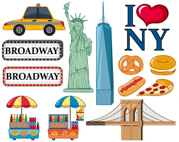 Travel icons for New York city illustration