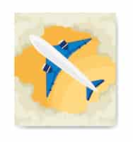 Free vector travel illustration and airplane with clouds