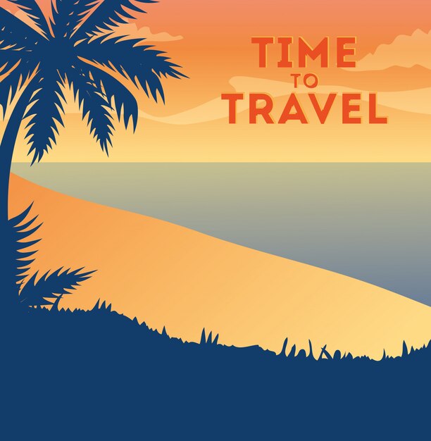 Бесплатное векторное изображение Иллюстрация путешествия с пляжем