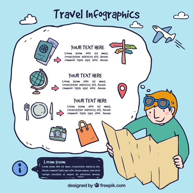 Travel infographics with hand drawn elements