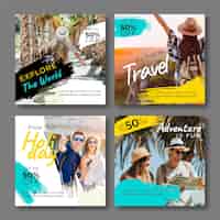 Free vector travel instagram post collection template