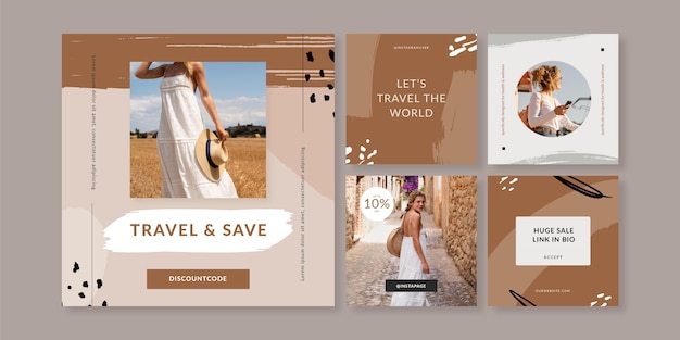 Free vector travel instagram post template