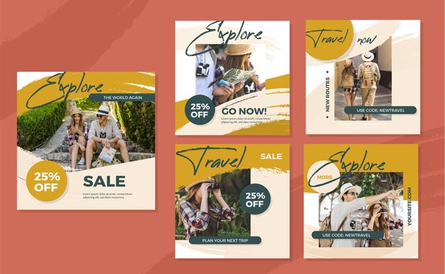 Travel instagram posts pack