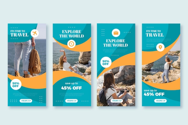 Free vector travel instagram story collection template