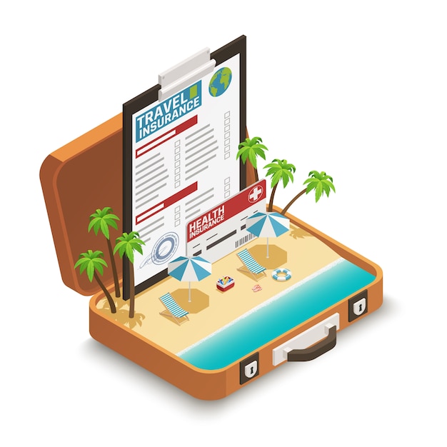 Free vector travel insurance policy isometric