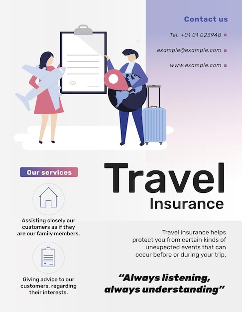 Free vector travel insurance template for flyer