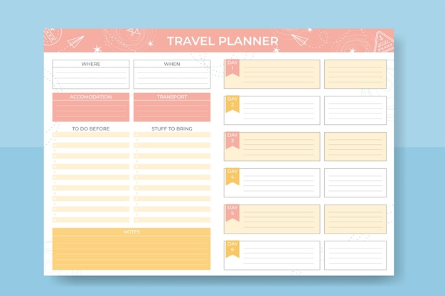 Free vector travel itinerary design template