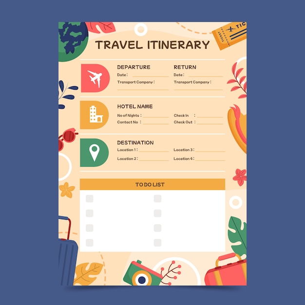 Travel itinerary design template