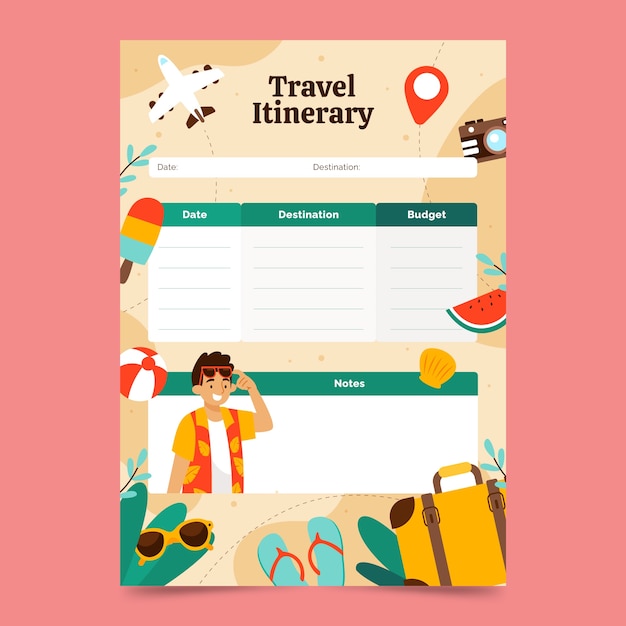 Free vector travel itinerary design template