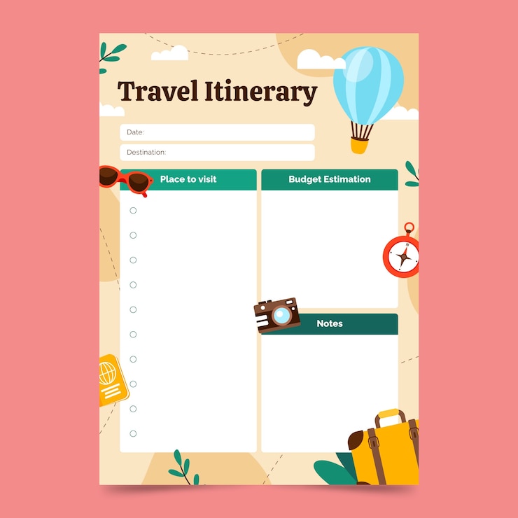 無料Vector 旅行日程表のデザイン テンプレート