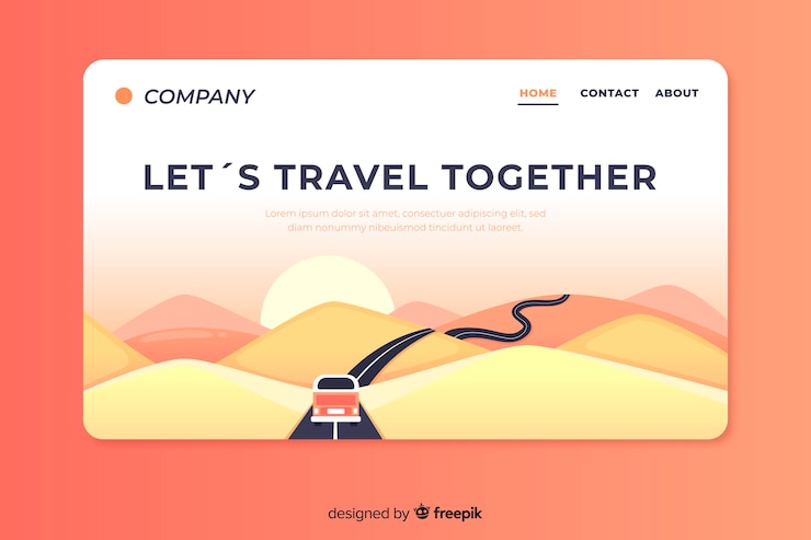 Free Vector travel landing page flat design