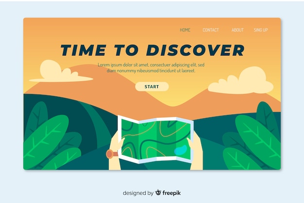 Free vector travel landing page flat design