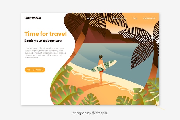 Free vector travel landing page flat design