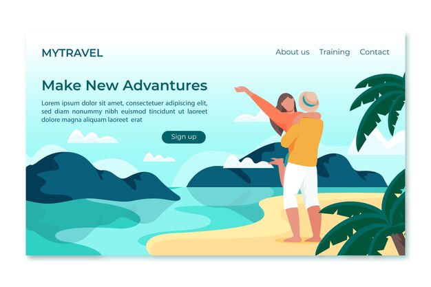 Travel landing page template flat design