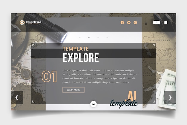 Travel landing page template with photo