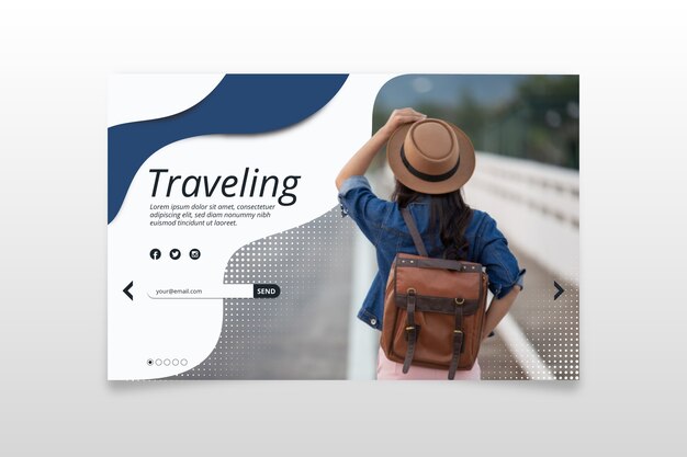 Travel landing page template with photo