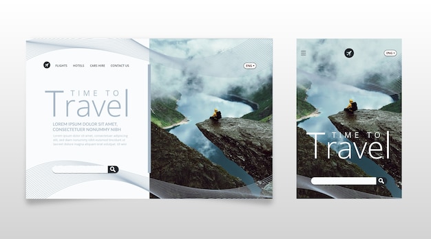 Travel landing page template with photo