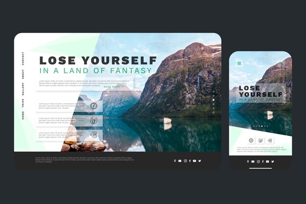 Travel landing page template with photo