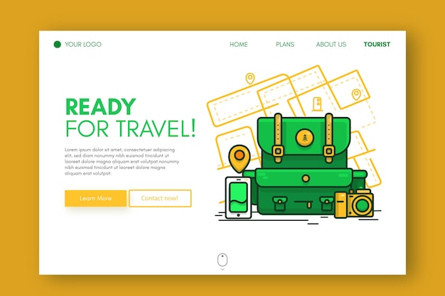 Free vector travel landing page template