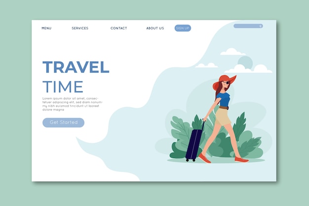 Free vector travel landing page template