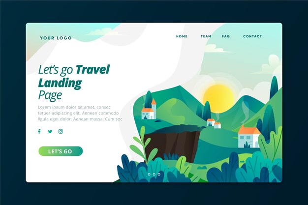 Free vector travel landing page template