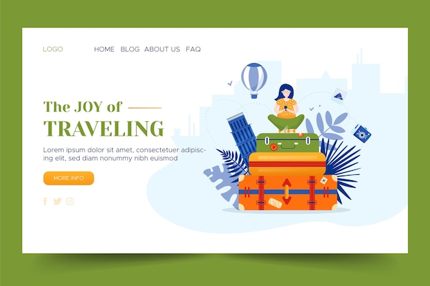 Free vector travel landing page template