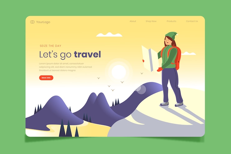 Free Vector travel landing page template