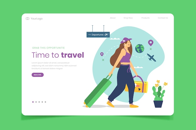 Free vector travel landing page template