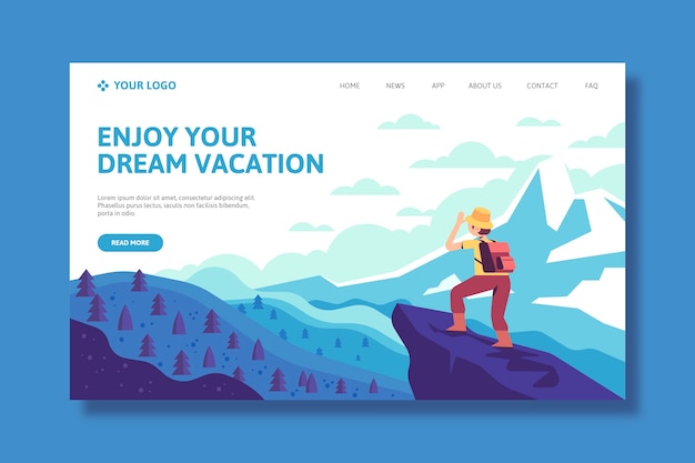 Free vector travel landing page template