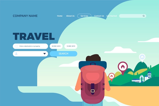 Travel landing page template