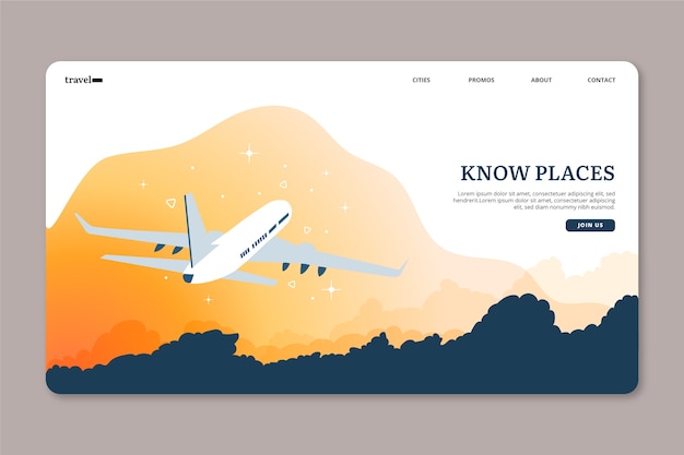 Free vector travel landing page template