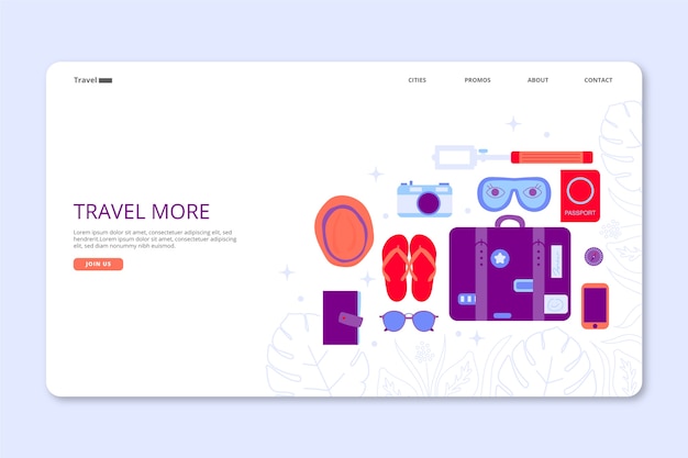 Free vector travel landing page template