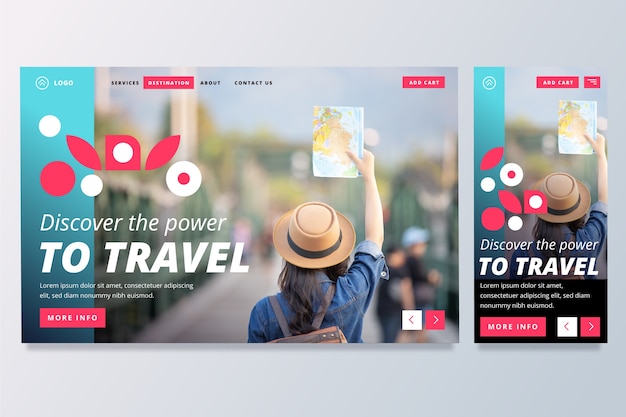 Free vector travel landing page template