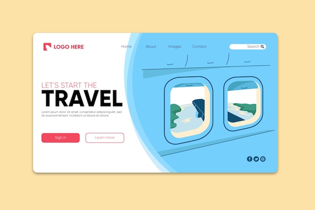 Free vector travel landing page template