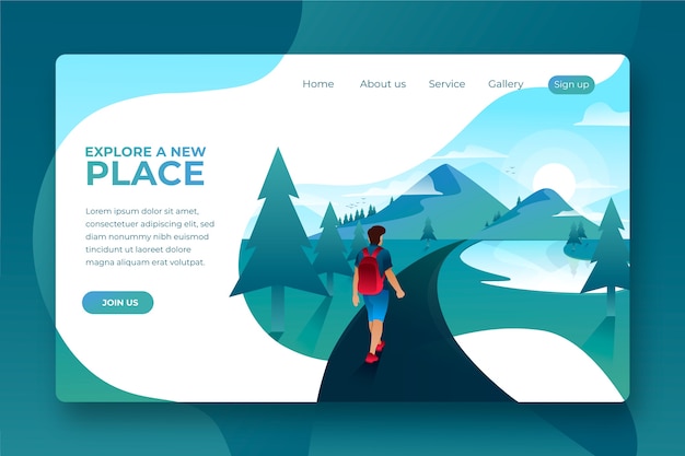 Free vector travel landing page template