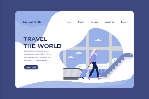 Free vector travel landing page template