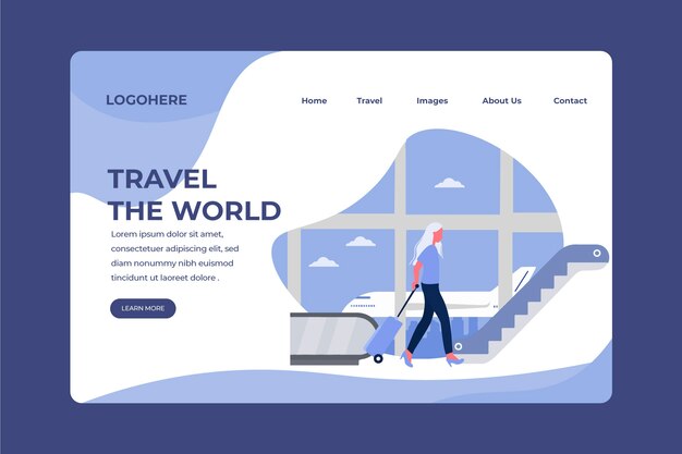 Free vector travel landing page template