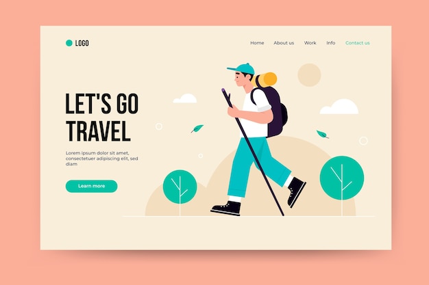 Free vector travel landing page template