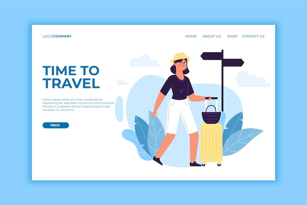 Free vector travel landing page template