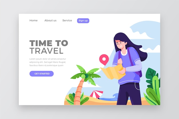 Free vector travel landing page template