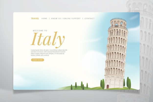 Free vector travel landing page template