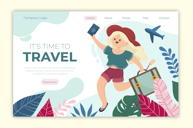 Free vector travel landing page template