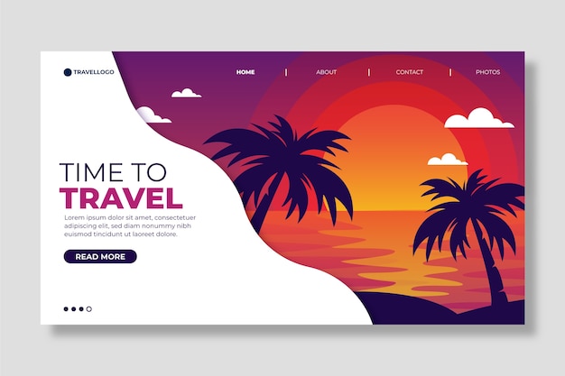 Travel landing page with beautiful landscape