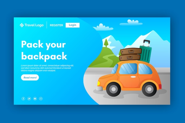 Free vector travel landing page with illustration